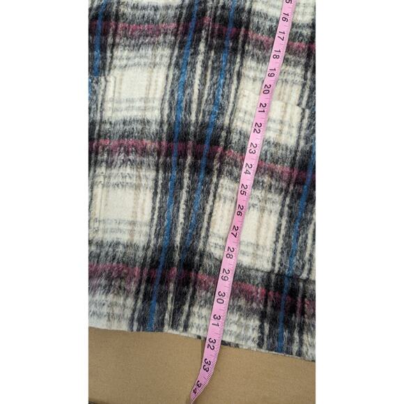 KENNETH COLE Tartan Plaid Wool Blend Snap Button Longline‎ Small Coat - Picture 8 of 8